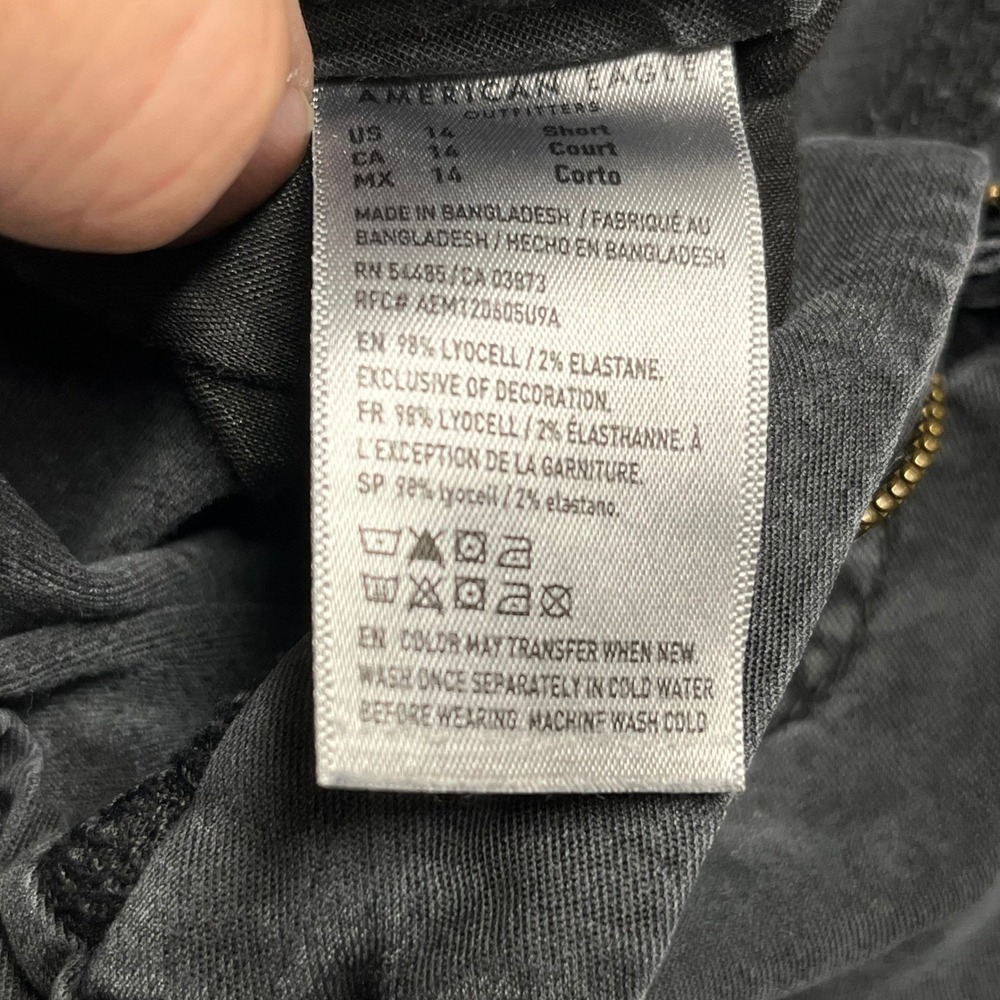 Vintage Y2K American Eagle Baggy Cargo Pants Wide Leg Black Womens 14 - Picture 2 of 9